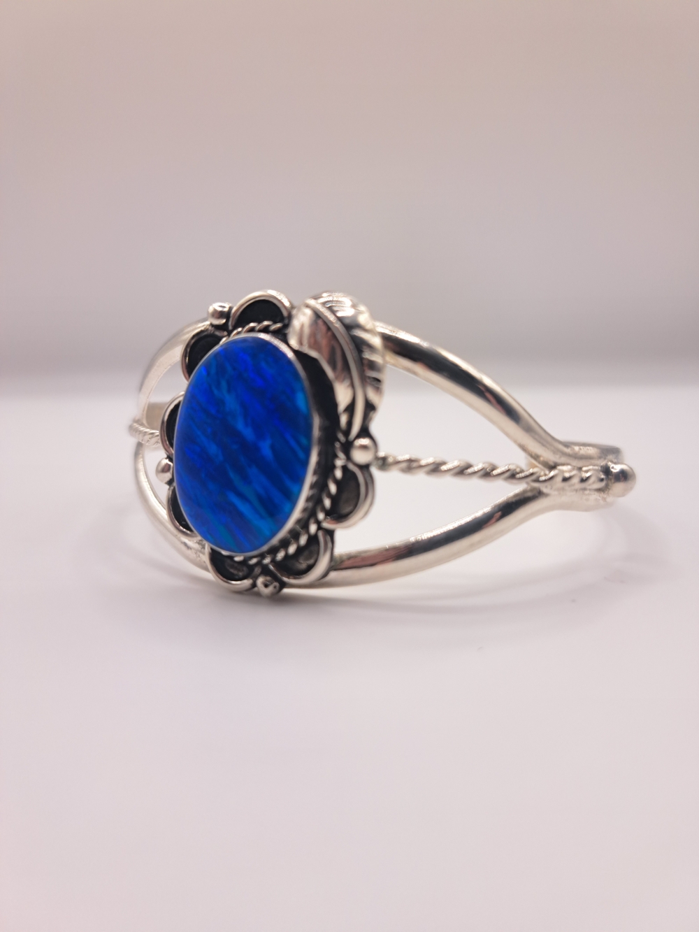 Sterling Silver Blue Stone Cuff Bracelet - Women Jewelry